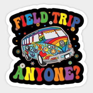 Field Trip Anyone Groovy School Bus Driver Yellow Bus Sticker